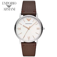 Reloj Emporio Armani Kappa AR11173 para Hombre Correa de Cuero Marron Dial Blanco